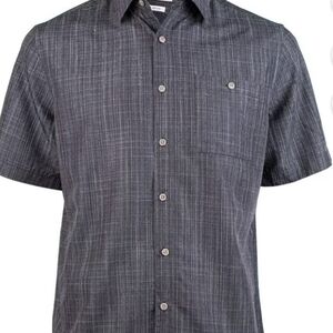 Campia Moda Mens Textured Solid  Shirt Button Up Short Sleeve Black 2XL